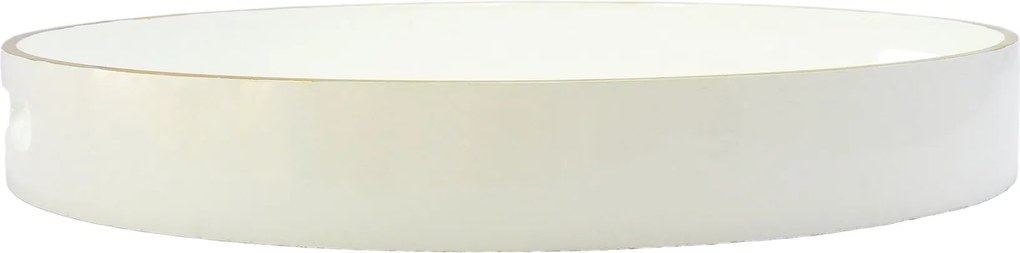 Bandeja Redonda Decorativa Branca com Detalhes em Dourado nas Bordas - 6x41cm