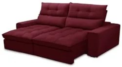 Sofá Retrátil Reclinável 3 Lugares 210cm Damy F05 Veludo Bordô - Mpoze