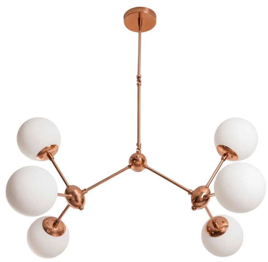 Pendente Cacau Ø68X57X83Cm 6Xg9 / Metal E Globo Ø12Cm | Usina 16738/6 (AV-M - Avelã Metálico, CLEAR)