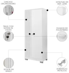 Armário Multiuso Organizador Lavanderia Versus Carvalho Branco/Branco