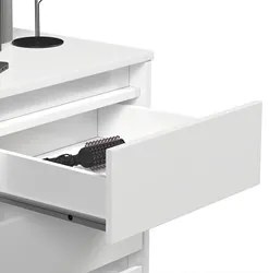 Mesa de Cabeceira Pés Retrô 3 Gavetas 43cm Wood Branco - EJ Móveis