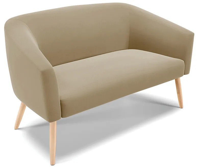 Namoradeira e 2 Poltronas Pé Palito Natural Stella Suede Marrom Rato D03 - D'Rossi