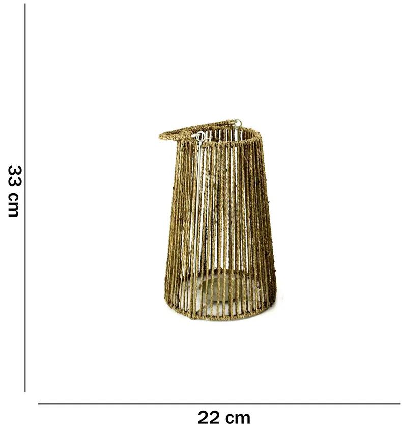 Lanterna Decorativa em Fibra Natural para Jardins Bege 33 cm M02 - D'Rossi
