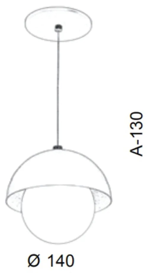 Pendente Cúpula Ø14X13Cm Metal E Globo Ø10Cm 01Xg9 |Old Artisan Pd-552... (BRANCO / COBRE BRILHO, FOSCO (BRANCO))
