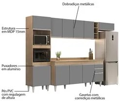 Armário de Cozinha Modulada 5 Peças CP17 Balcão com Tampo Castanho/Cin