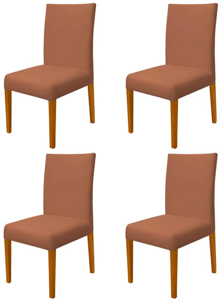 Kit 4 Cadeiras de Jantar Milan Veludo Telha