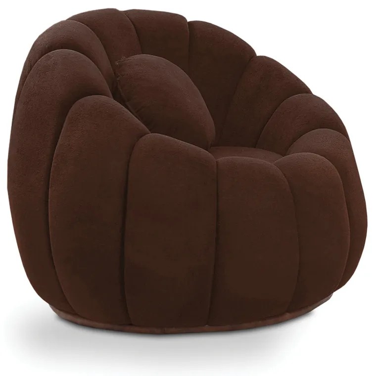 Poltrona Decorativa Orgânica Giratória Cloud Bouclê E03 - D'Rossi - Marrom