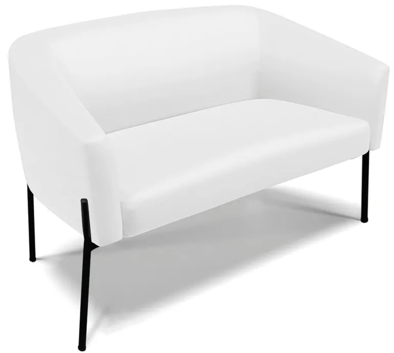 Sofá 2 Lugares Namoradeira Pé de Ferro Preto Stella Sintético D03 - D'Rossi - Branco