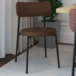 Cadeira de Jantar Estofada Kit 4 Nyka M25 Sintético Marrom - Mpozenato