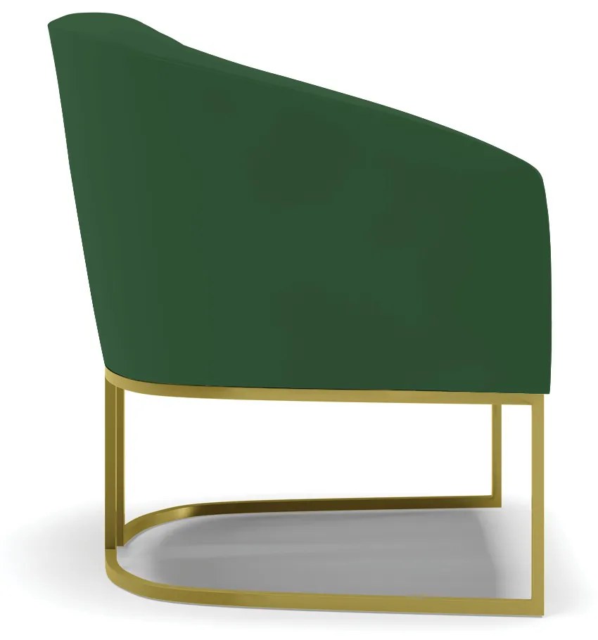 Poltrona Para Sala Industrial Dourado Stella Veludo Verde D03 - D'Rossi