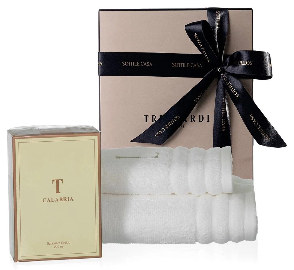 Kit Presente Trussardi Sabonete Líquido Calabria 200ml + Toalhas de Lavabo e Rosto Imperiale Branco