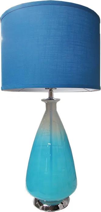 Abajur de Mesa em Vidro Azul 70 cm X 36 cm