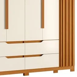 Guarda Roupa Casal 6 Portas 4 Gavetas 240cm Doble Cinamomo/Off White -