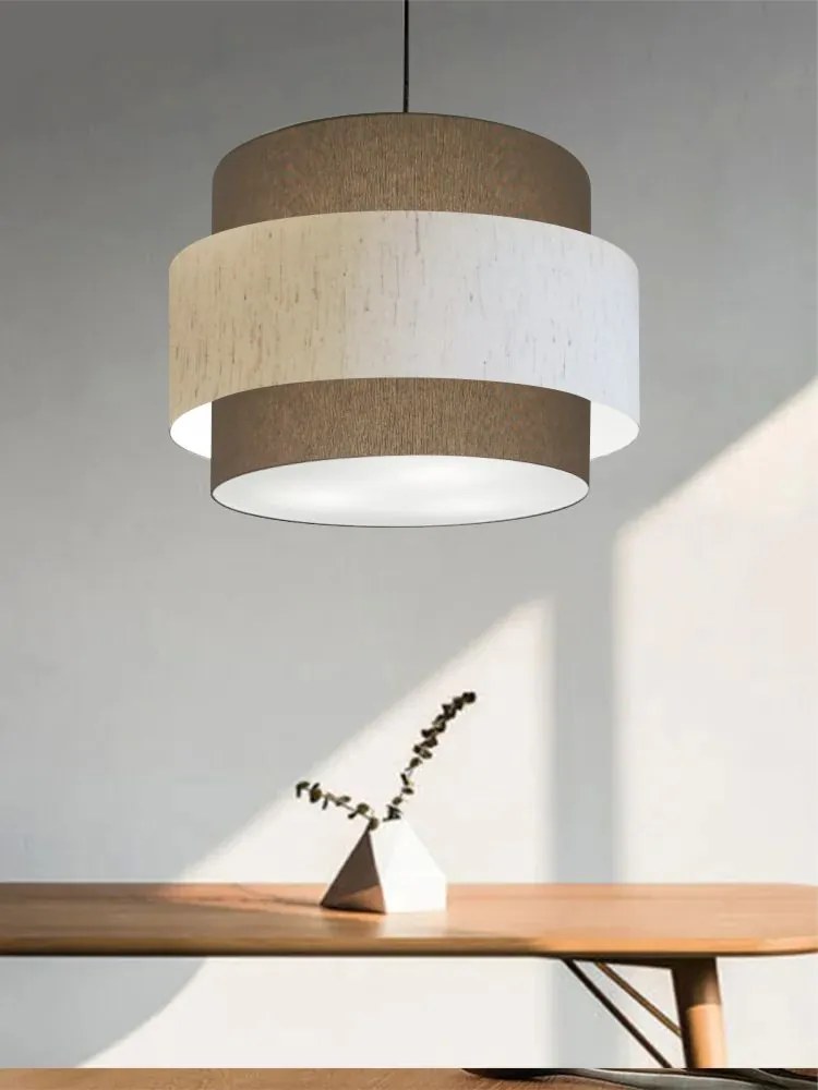 Lustre Sala de Jantar Com Desvio Vivare Md-4398 Cúpula em Tecido 45cm