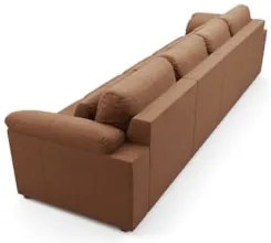 Sofá Retrátil 5 Lugares Para Sala 414cm Dijon Couro Mel S07 - Mpozenat