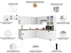 Armário de Cozinha Modulado de Canto 10 Peças Com Pia Inox CJ4 Duna P0