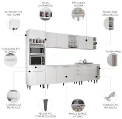 Armário de Cozinha CP07 Para Pia 150cm Pérola Z34 Branco    - Mpozenat