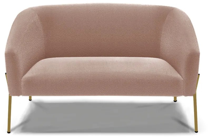 Sofá 2 Lugares Namoradeira Pé de Ferro Dourado Stella Bouclê D03 - D'Rossi - Rose