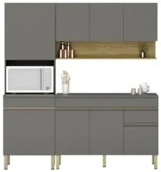 Armário de Cozinha 3 Peças Balcão 150cm com Tampo Lina16 Z06 Gris/Frei