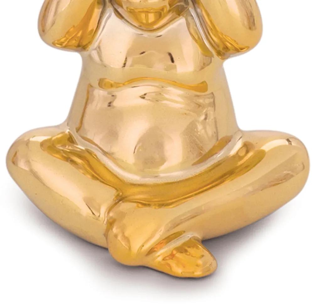 Enfeite Decorativo Macaco Não Vejo Cerâmica Dourado 12,5 cm M02 - D'Rossi