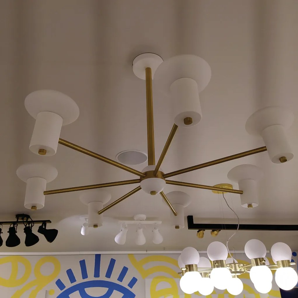Pendente Sakai Ø92,5X55Cm 7Xg9 Vidro Disco Asteroide / Haste Fixa | Us... (CB-M - Cobre Metálico, FOSCO)