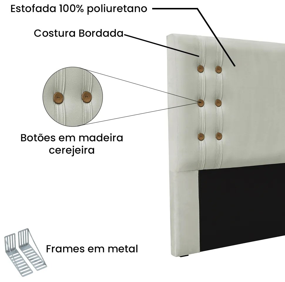 Cabeceira Cama Box Queen 160cm e Recamier Gênova Veludo S04 - D'Rossi - Prata