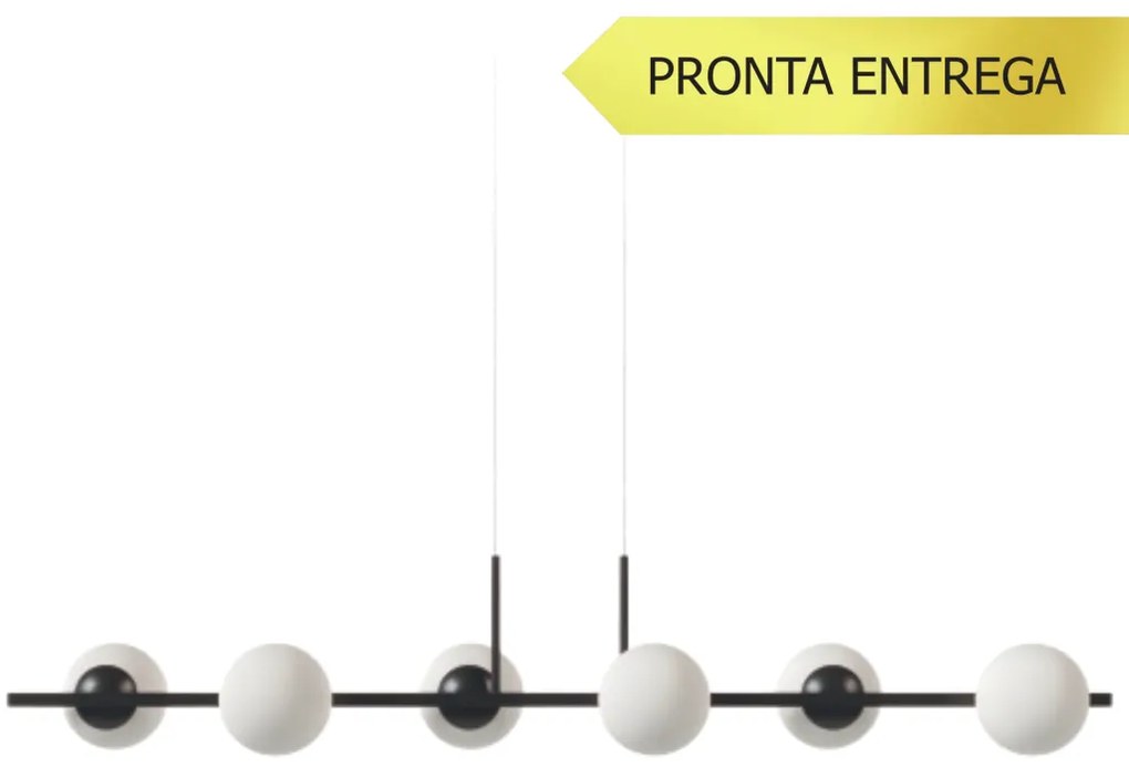 Pendente Botton Long Retângular 26X12X120Cm Alumínio E Globo Ø12Cm Fos... (HONEY, FOSCO)