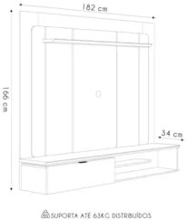 Painel Para TV Suspenso 65 Pol 182cm Santiago L06 Nature/Off - Mpozena