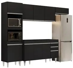 Armário de Cozinha Modulada 4 Peças CP10 Balcão Preto - Lumil