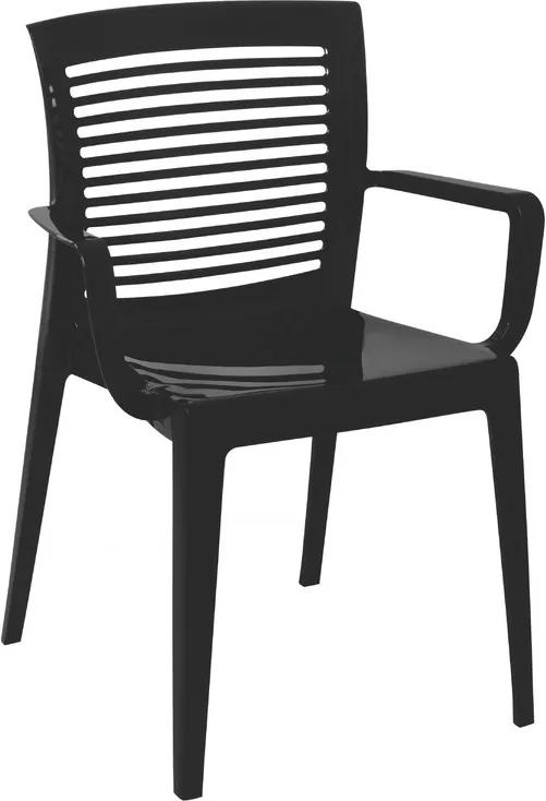 Cadeira Victória Encosto Vazado Horizontal com Braços Preto Summa - Tramontina