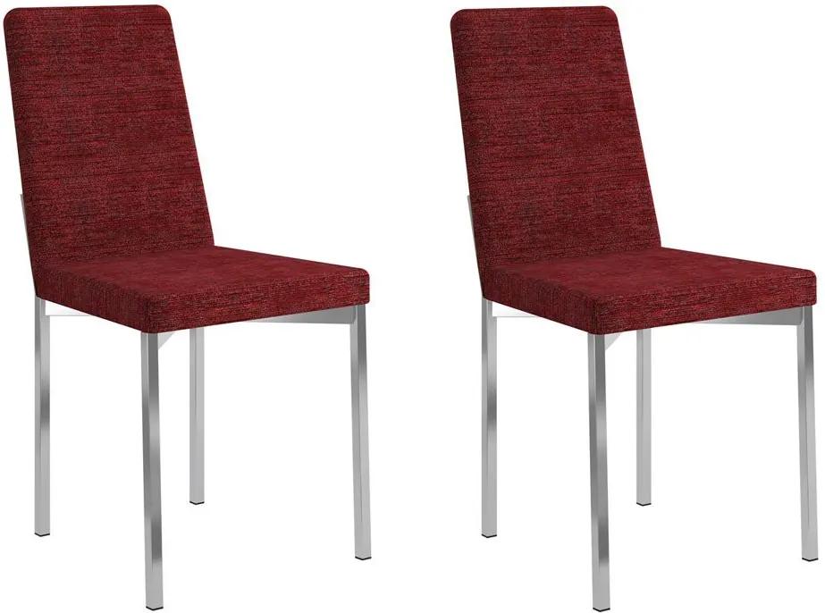 Cadeiras para Cozinha Kit 2 Cadeiras 399 Vermelho/Cromado - Carraro Móveis