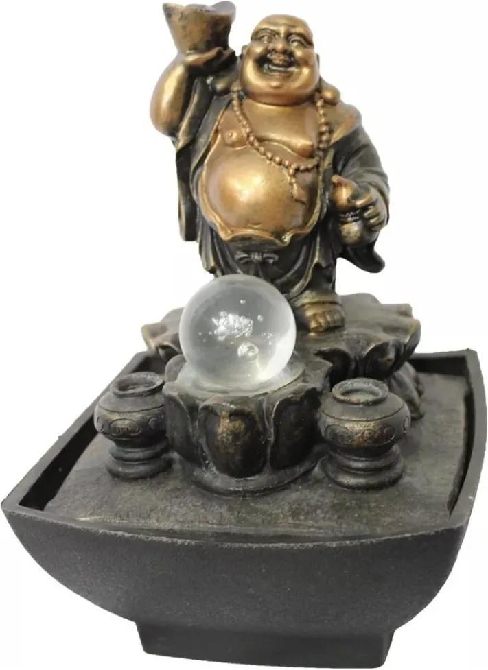 Fonte de Água Buda com Pote de Ouro na Mão (23cm) - 110v