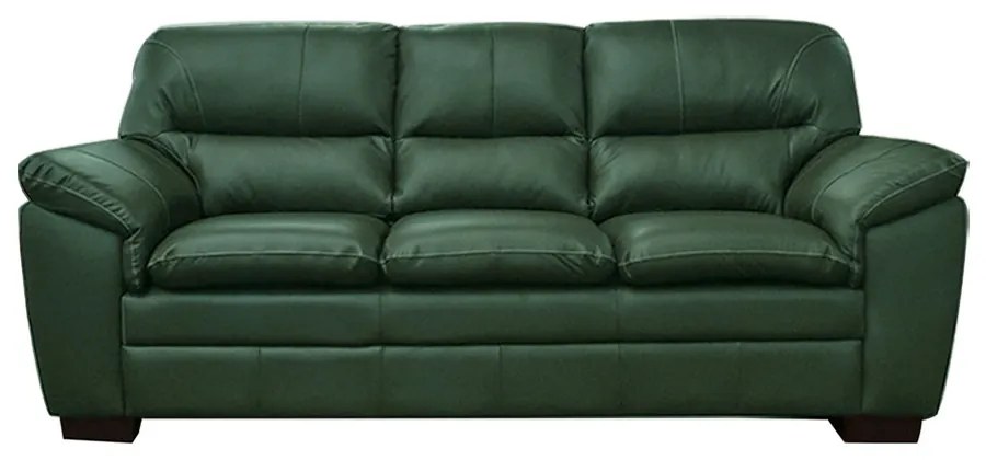 Sofá Decorativo Jason 3 Lugares 208cm Sala de Estar Pés em Eucalipto Couro Verde Brilho G40 - Gran Belo