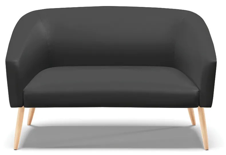 Sofá 2 Lugares Namoradeira Pé Palito Natural Stella Sintético D03 - D'Rossi - Preto