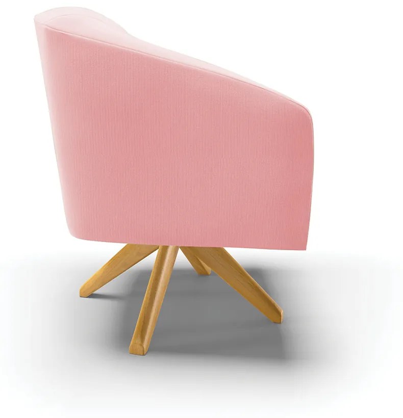 Poltrona Decorativa Giratória MA30 Stella Suede D03 - D'Rossi - Rosa Bebê