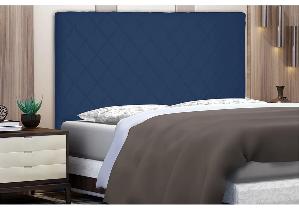 Cabeceira Dubai Para Cama Box Solteiro 90 cm Suede - D'Rossi - Azul Marinho