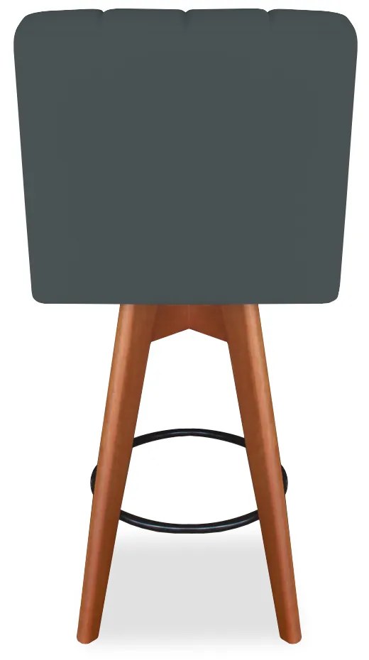 Banqueta Alta Sueli Com Base Giratória Suede Cinza Grafite