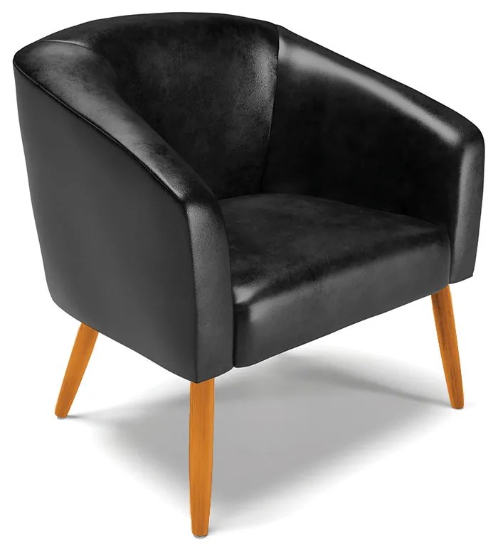 Poltrona Decorativa Pé Palito Castanho kit 2 Stella Sintético PU D03 - D'Rossi