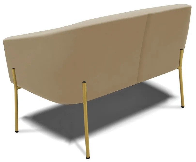 Sofá 2 Lugares Namoradeira Pé de Ferro Dourado Stella Suede D03 - D'Rossi - Marrom Rato