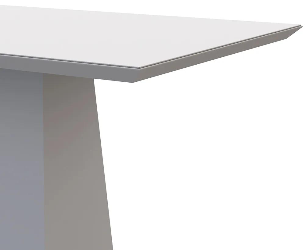 Mesa de Jantar Retangular Tampo com Vidro Ester 180 cm Off White - D'Rossi