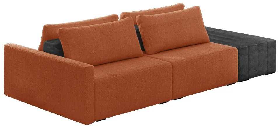 Sofá Ilha 2 Lugares Living 272cm Modulado Sala Lary Bouclê Terracota/PU Pto K01 - D'Rossi