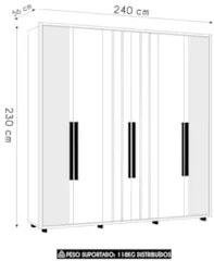 Guarda Roupa Casal 230cm Com Espelho Barok Cinamomo Z10     - Mpozenat
