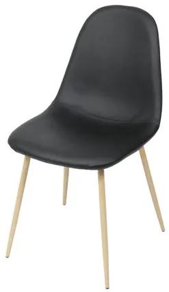Cadeira Robin Assento PU Preto com Base Metal cor Madeira - 46508 Sun House