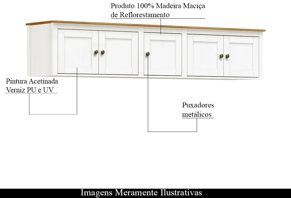 Maleiro Decorativo Alina Madeira 5 Portas Casal Branco/Carvalho G74 - Gran Belo