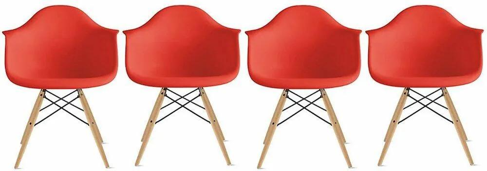 Conjunto 4 Cadeiras Eiffel Eames DAW Vermelha