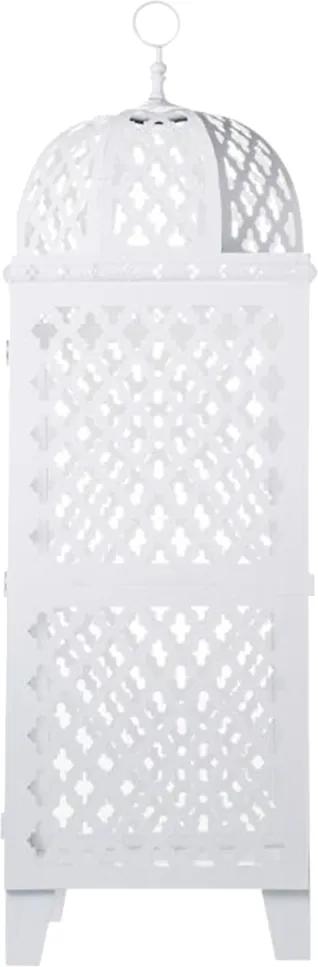 Lanterna Marroquina Ponto Cruz Branca Grande em Metal - 95x28 cm