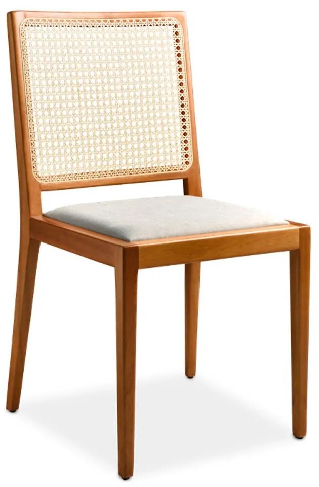Cadeira Cecília Palha Natural Sextavada e Estofada Estrutura Madeira Liptus Design Sustentável