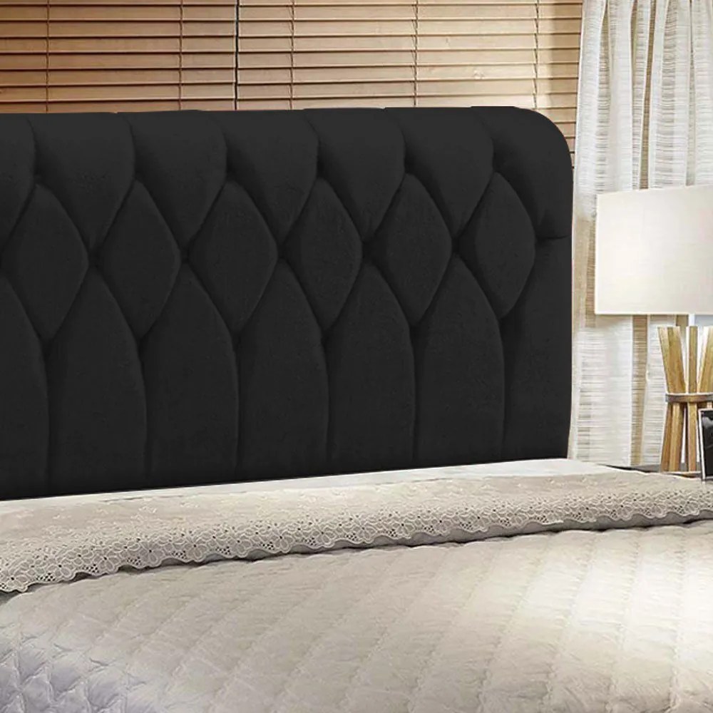 Cabeceira Miami Cama Box Solteiro 100 cm Suede Preto D'Rossi