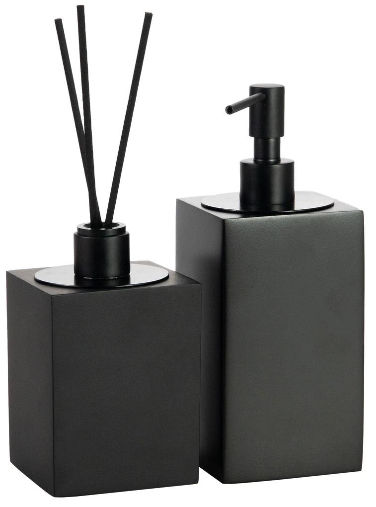 Conjunto Banheiro Duo Quadrado Resina Preto Fosco - Black Matte