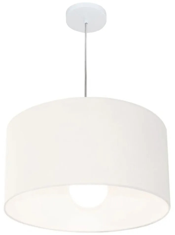 Lustre Pendente Cilíndrico Vivare Md-4205 Cúpula em Tecido 45x30cm - Bivolt - Branco - 110V/220V